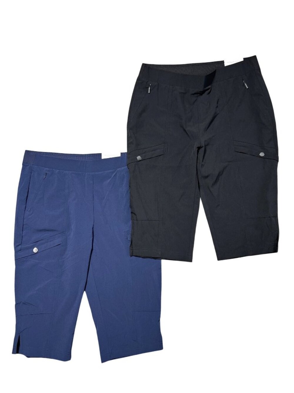 Chicos Bundle Women's Sz 8 Pedal Pushers Elastic Waist Black & Navy Pants